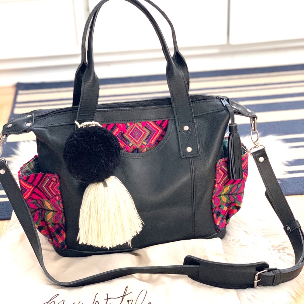 Black and Pink Patterned Women's Tote Backpack